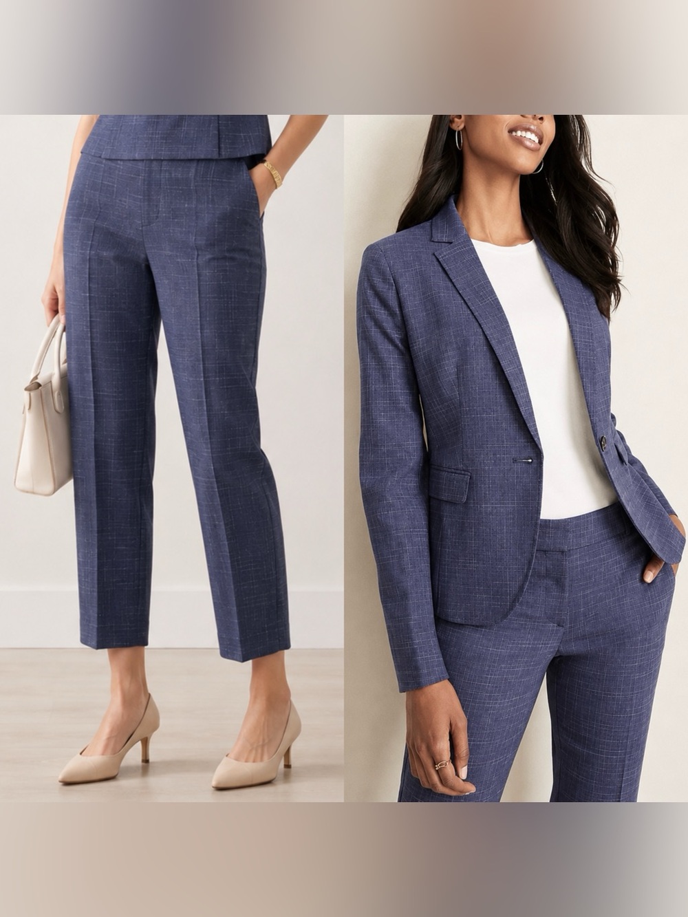 Ann Taylor Petite Crosspatch 2-Piece Blazer Suit jacket and cropped pants 00P